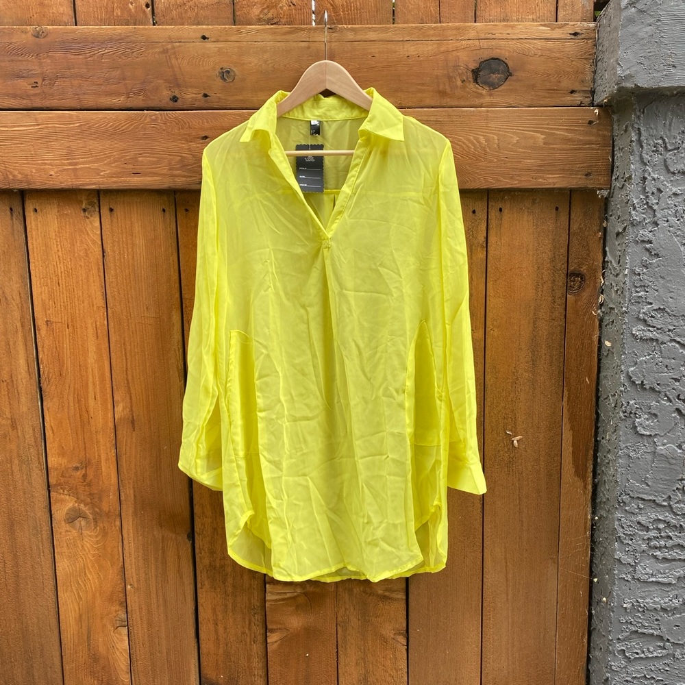 Neon sheer long blouse